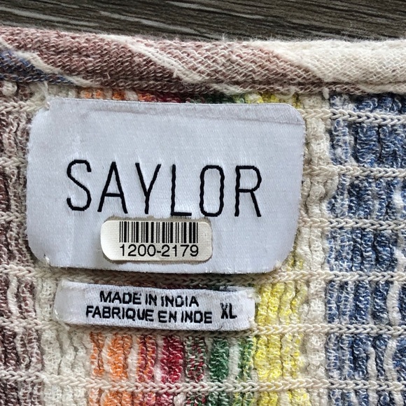 Saylor Alma Stripped Rainbow Smocked Ruffle Boho 100% Cotton Dress Womens XL - Picture 8 of 10